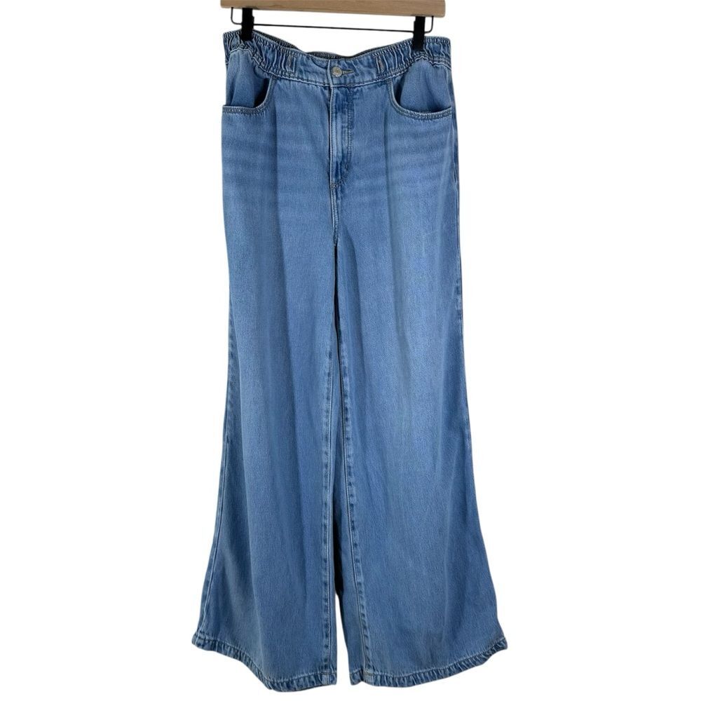 Loft High Rise Palazzo Jeans Wide Leg Medium Wash Women’s Size 28